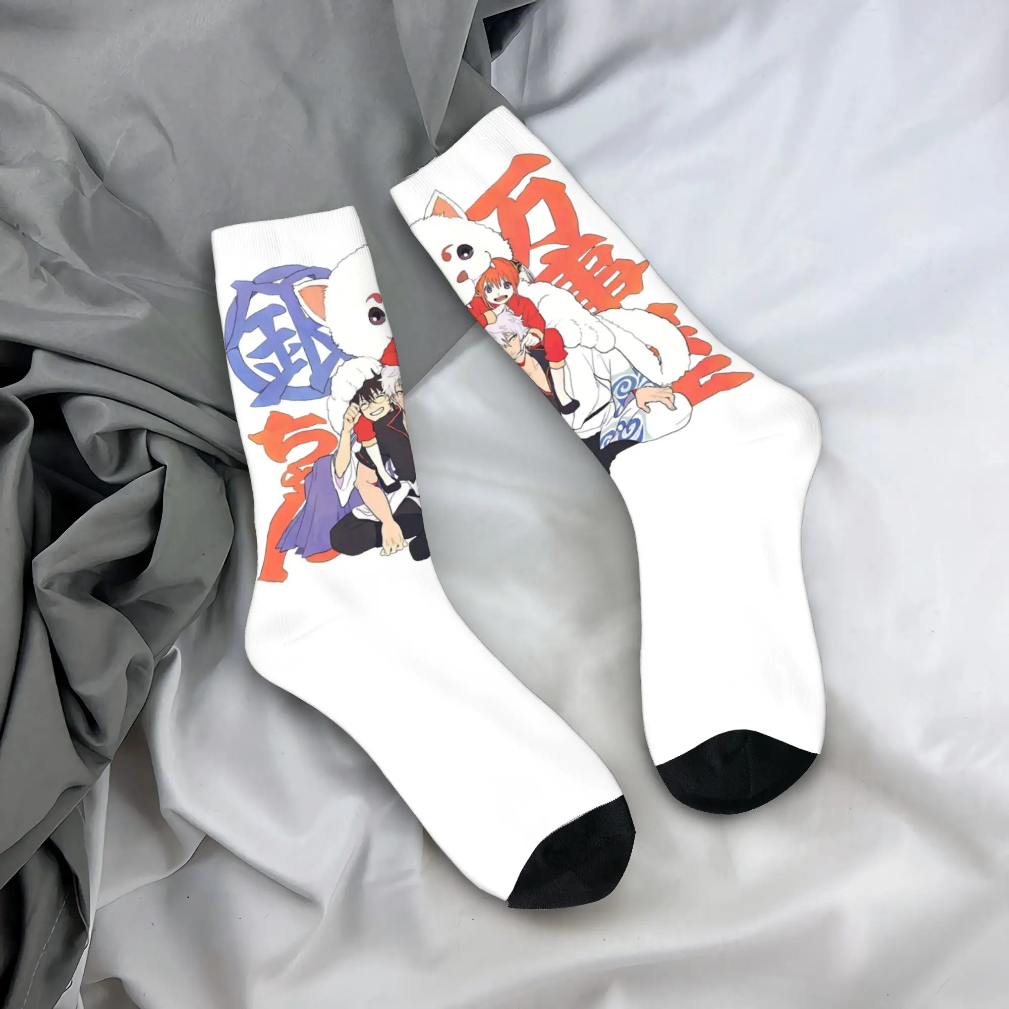 Retro Gintamas   Gintoki s Witty Adventures Chaos Yorozuya Legends Skateboard Socks  Middle Tube Socks for Women Men Breathable,