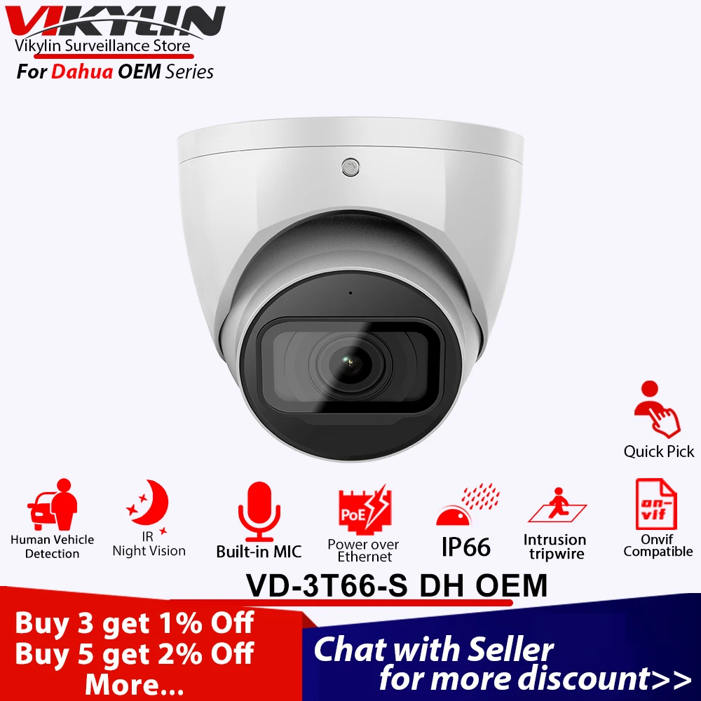 Vikylin 6MP IR Night Vision IP Camera For DH OEM Human Car Detection With MIC Outdoor POE Security Camera Home CCTV Quik pick