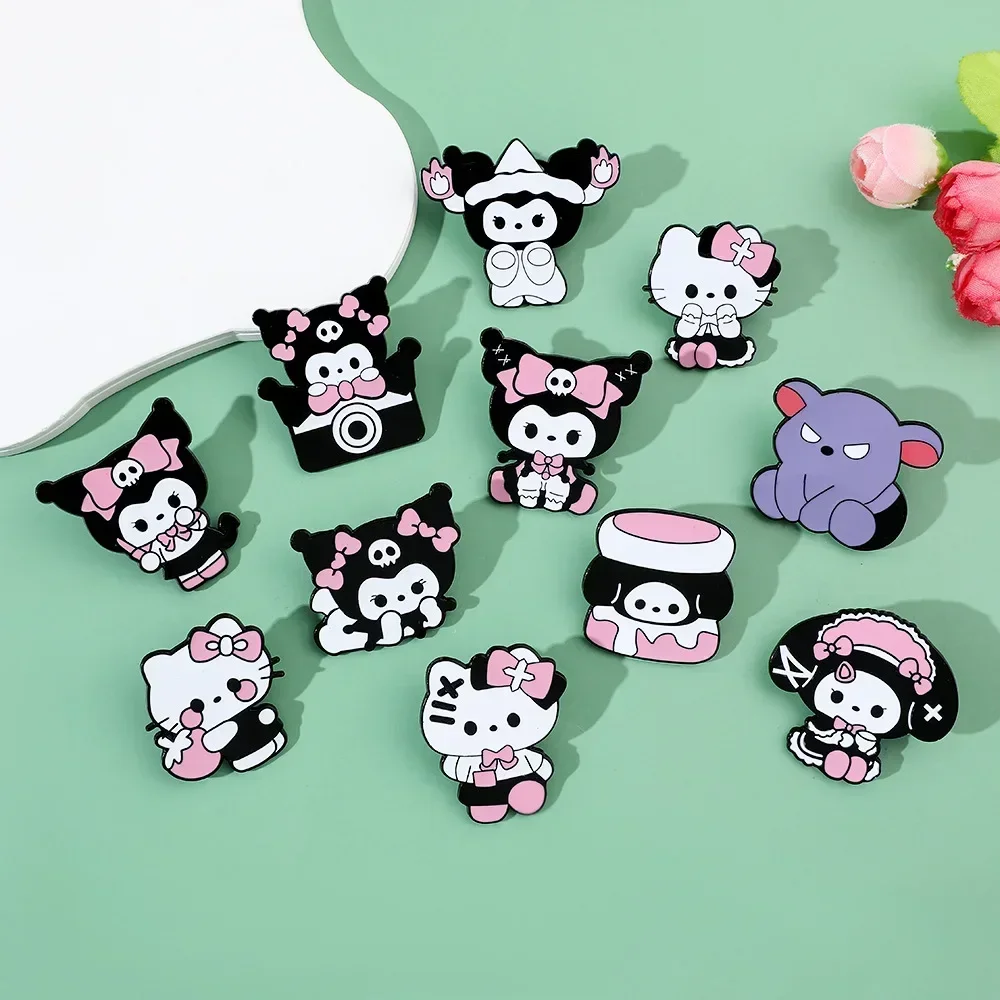 MINISO Anime Enamel Pin Kuromi Badge Metal Brooch Kawaii Jewelry Jeans Jacket Cute Lapel Pin Decoration Accessories Kids Gifts