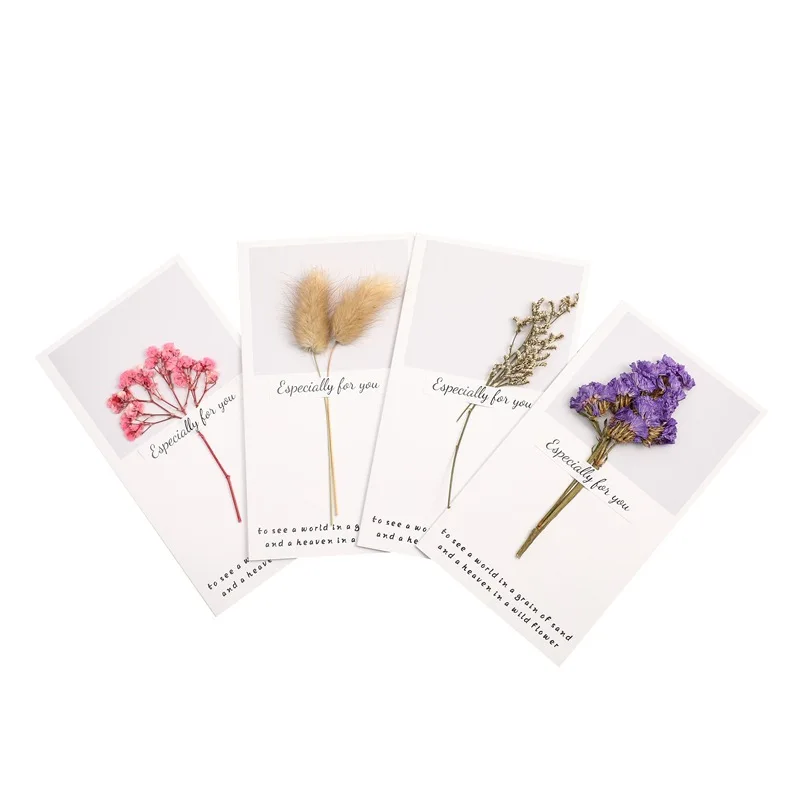 5Pcs/Set Dry Flower Greeting Card Letter Papers Envelopes Wedding Invitation Card Handmade Postcard Gift Cards Thank You Card