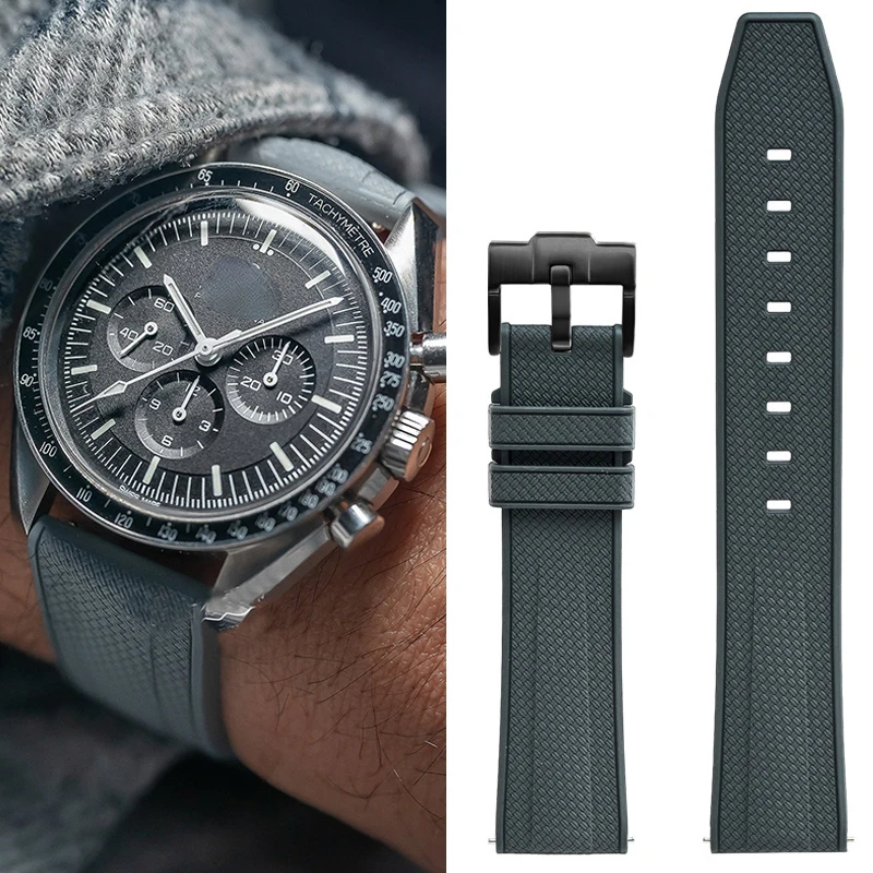 

Ремешок из фторкаучука 19 мм, 20 мм, 21 мм, 22 мм для Omega X Swatch MoonSwatch, универсальный быстросъемный ремешок FKM для дайверских часов Seiko ﻿