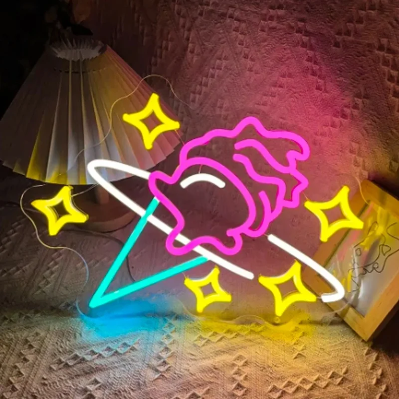Ineonlife Personalized Custom LED Neon Sign Ice Cream Party Home Room Store Mall Restaurant Studio Wall Decor Creaitve USB Light