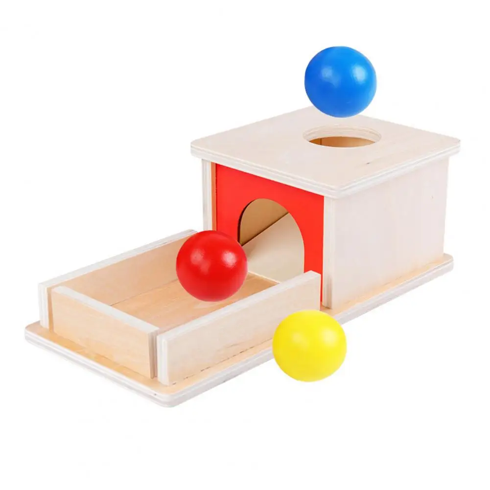 Toddlers Drawer Box Toy Drawer Box Toy Educational Toy for Toddlers Wooden Drawer Box with Colorful Balls Coins Fine for Boys