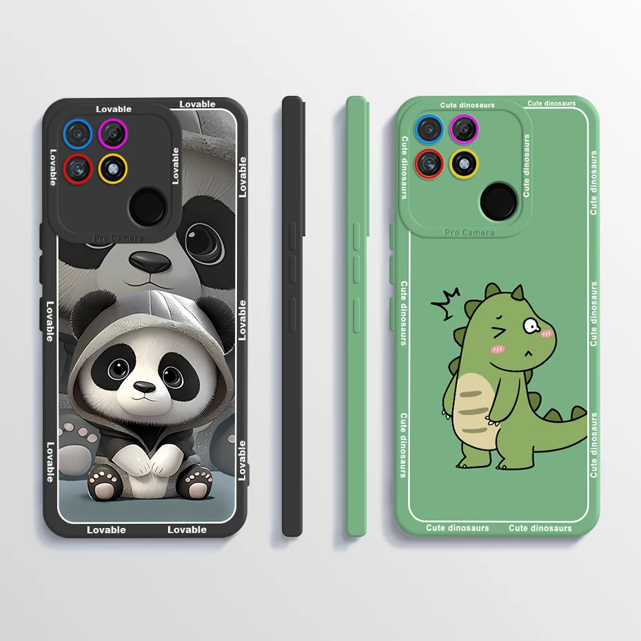 For Realme Narzo 50A Case Narzo 50 A RMX3430 Fundas Cover Liquid Silicone Panda Phone Case Realme Narzo 50A Back Cover Bumper