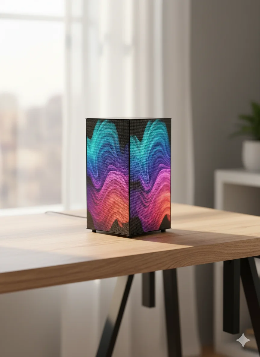 

Indoor LED Magic Cube Display P1.86 4 Sides 320x160mm Desktop Advertising Screen GOB Waterproof Scheduled Power On Off