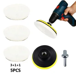 Disco de pulido de lana para el cuidado de la pintura del coche, almohadilla de pulido de encerado, 75mm, Accesorios de belleza para automóviles, 5 unidades por juego