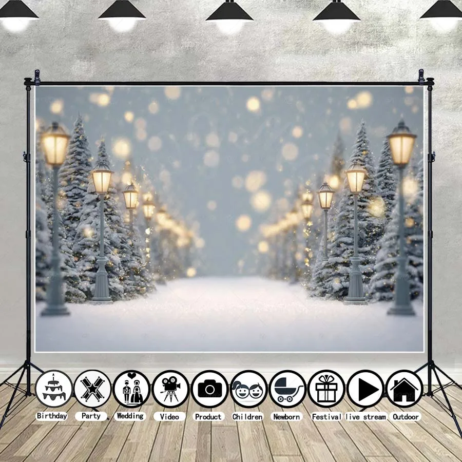 

MOON.QG Christmas Pine Trees Photo Background Bokeh Glitter Light Lamp Backdrops For Photography Wallpaper Birthday Studio Props