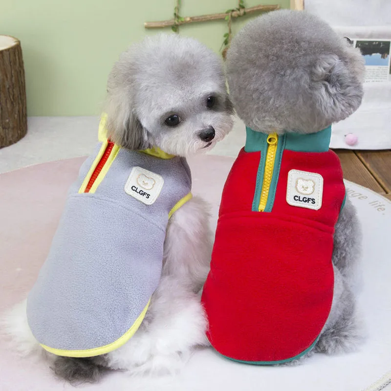 

Fleece Zipper Hoodies Pullovers Winter Sleeveless Dog Clothes For Small Dogs Chiwawa York Pet Clothing Puppy Sweater Sweatshirt