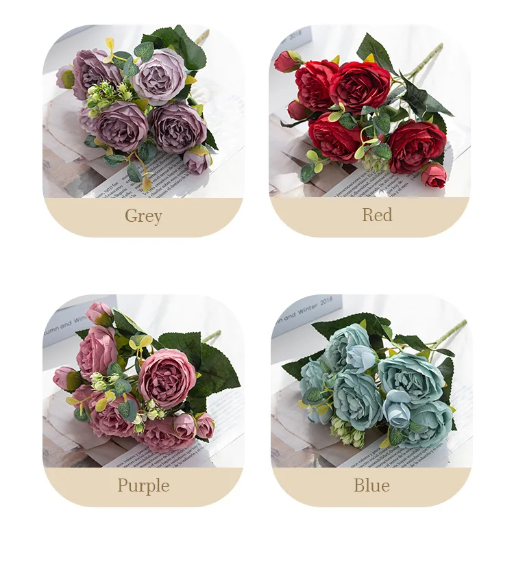 Künstliche Blumen Seidenrosen UV-Schutz für Draußen Hochzeit Party Brautsträuße Heim Garten Zimmer Hof Deko Günstige DIY Geschenkbox – Detail 15