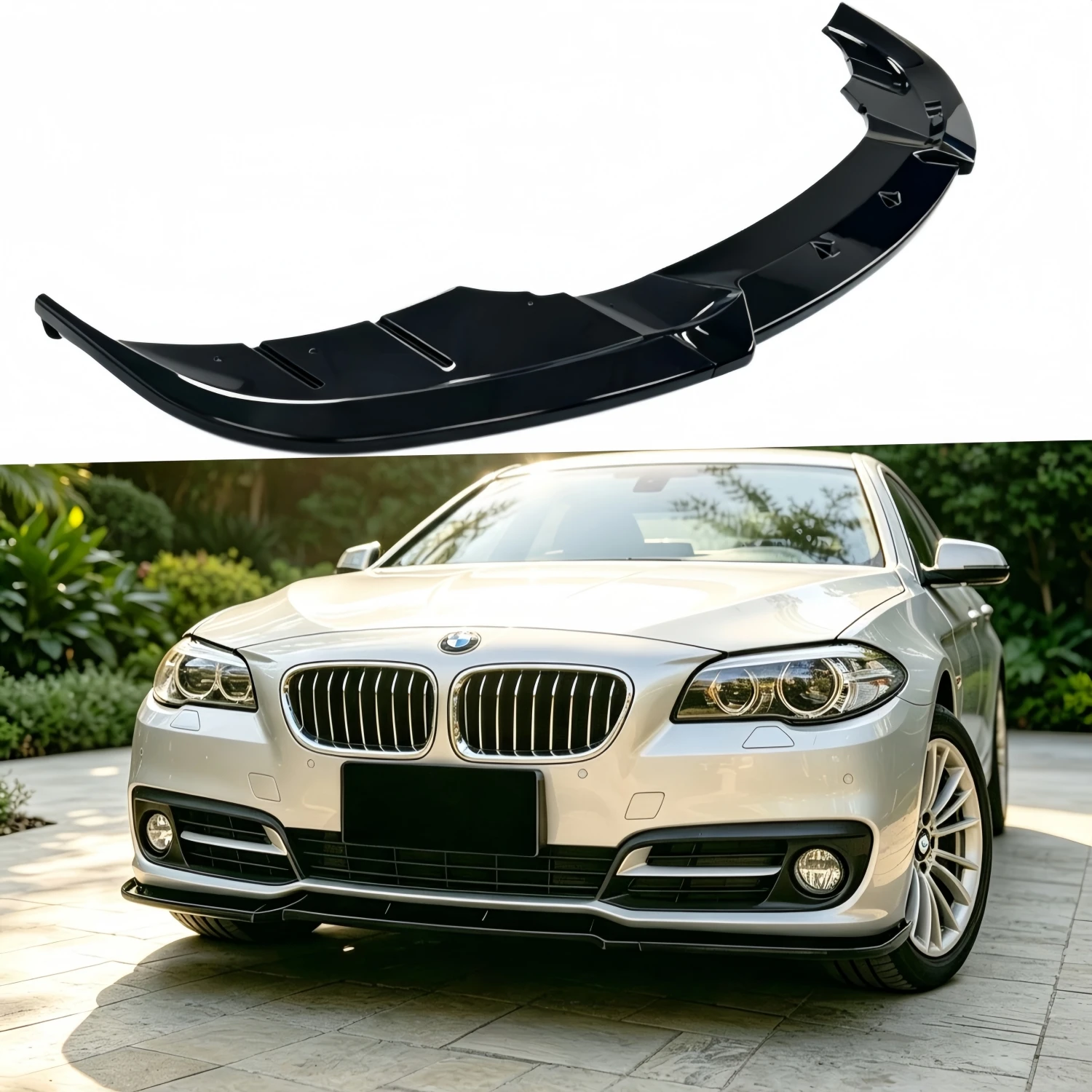 3-teiliger glänzend schwarzer Frontspoiler für BMW 5er F10 F11 LCI, nicht für F10 M-Sport 2015-2017, Tuning-Stoßstangenschutzleisten