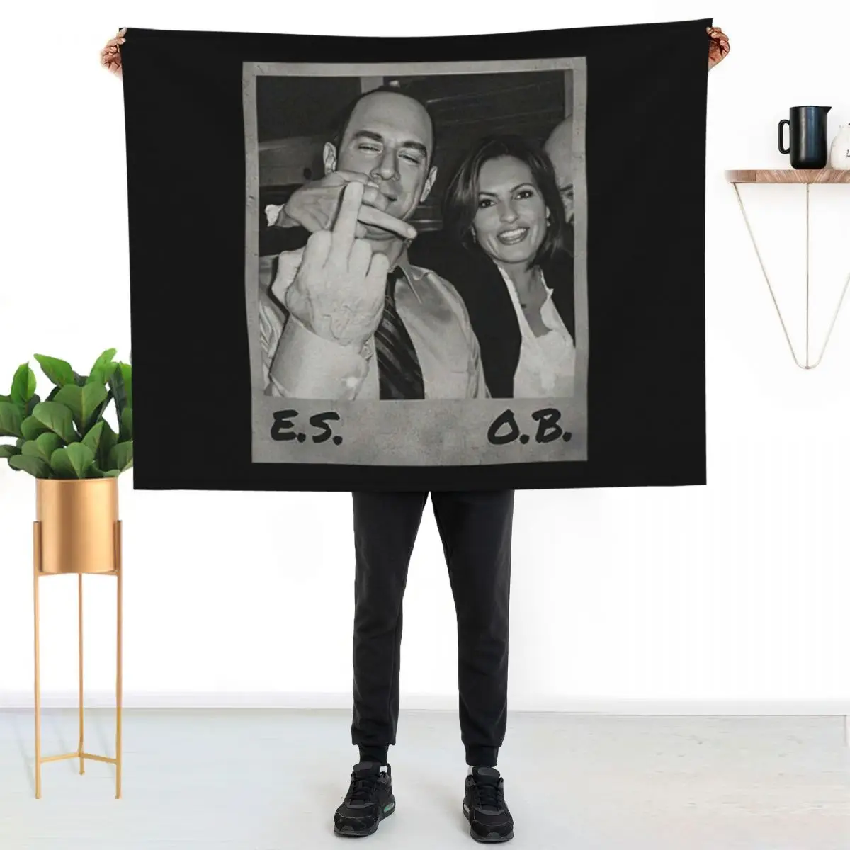 Elliot Stabler And Olivia Benson Throw Blanket Flannel Sofa Throw anime manga Blankets