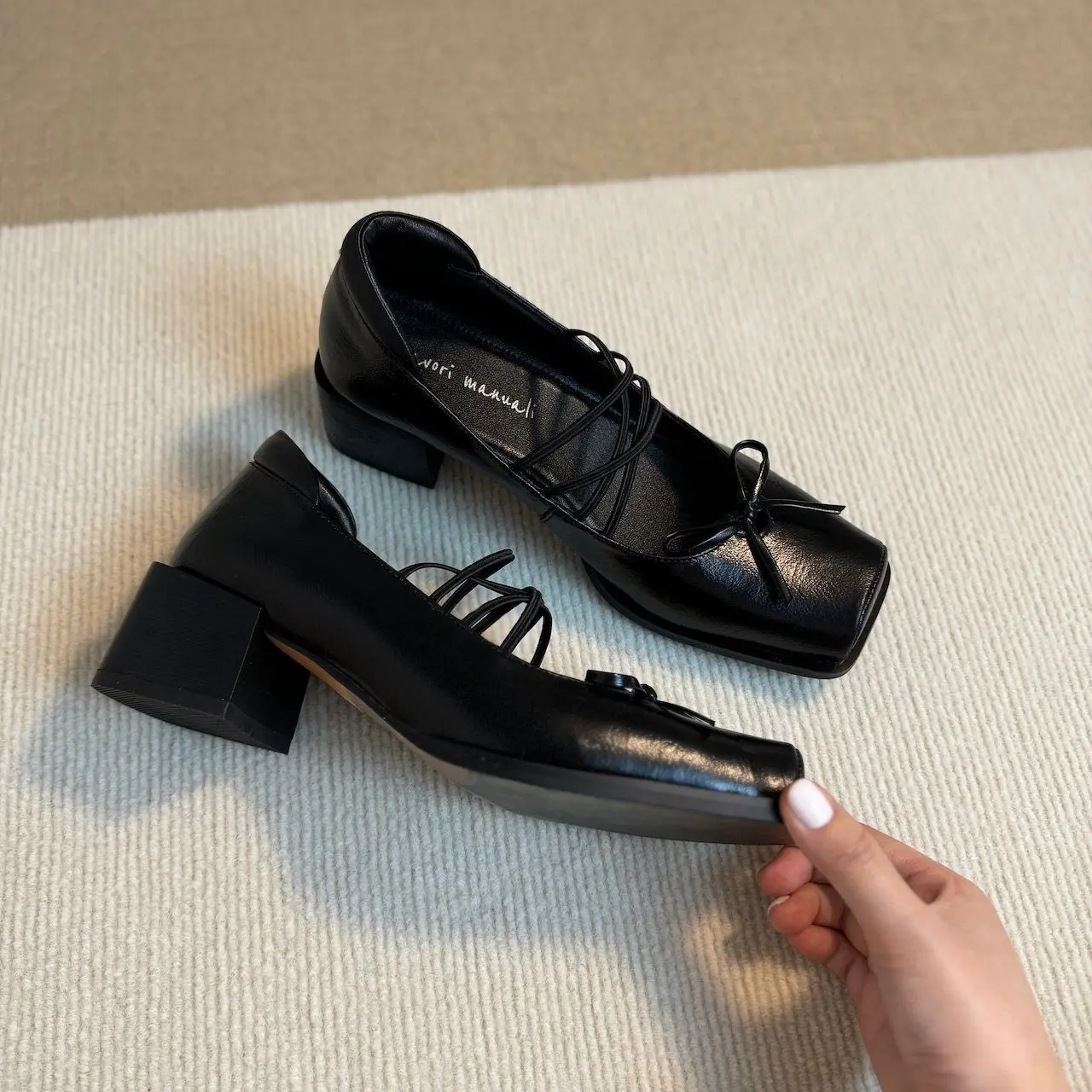 Women's flats with thick heels extremely beautiful and not tiring high-heeled ballet shoes with bows Mary Jane shoes for woman