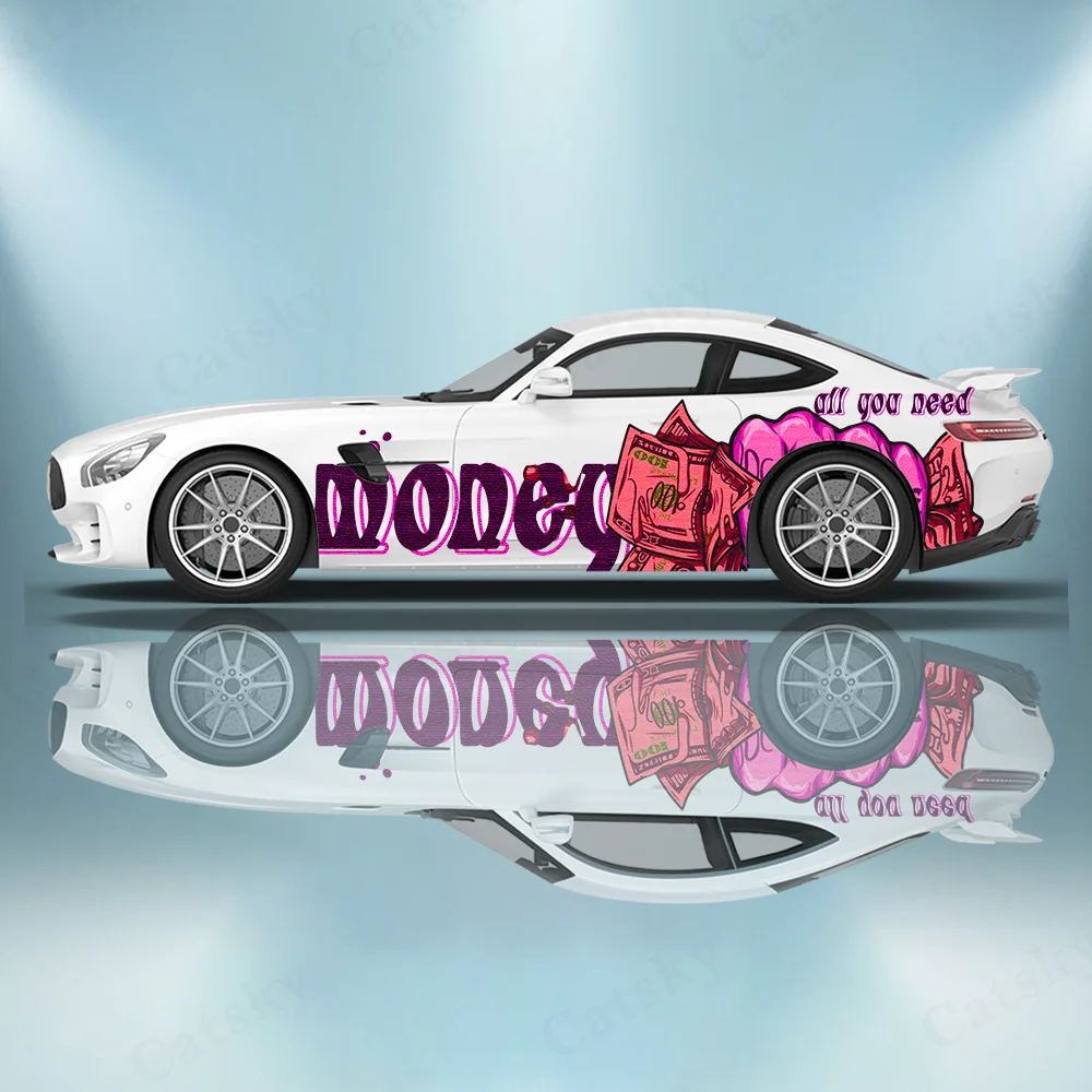 

Car sticker with full body decal decoration covering scratches, waterproof, and with a dollar bill sticker. car vinyl wraps
