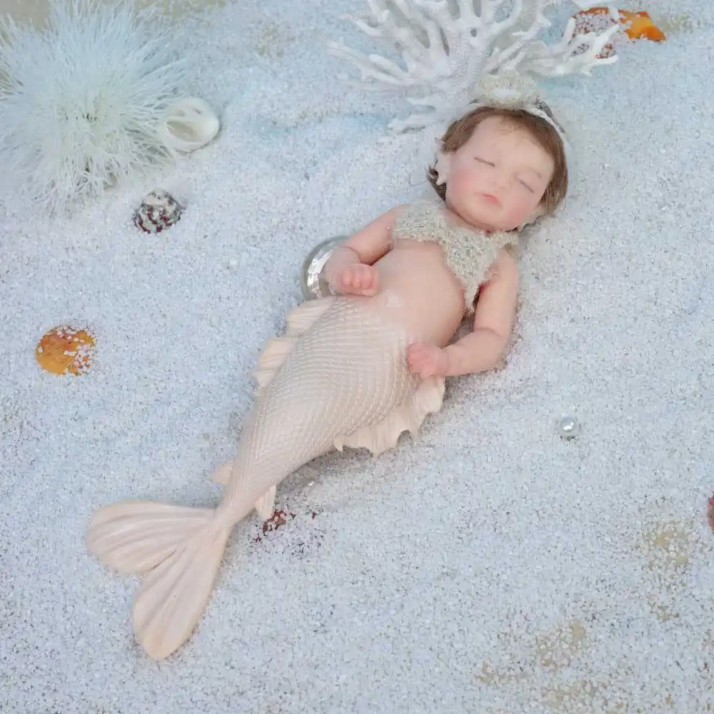 

12 Inch Solid Silicone Rebirth Doll Mermaid Kneading Toy Doll Simulation Baby Children Educational Gift