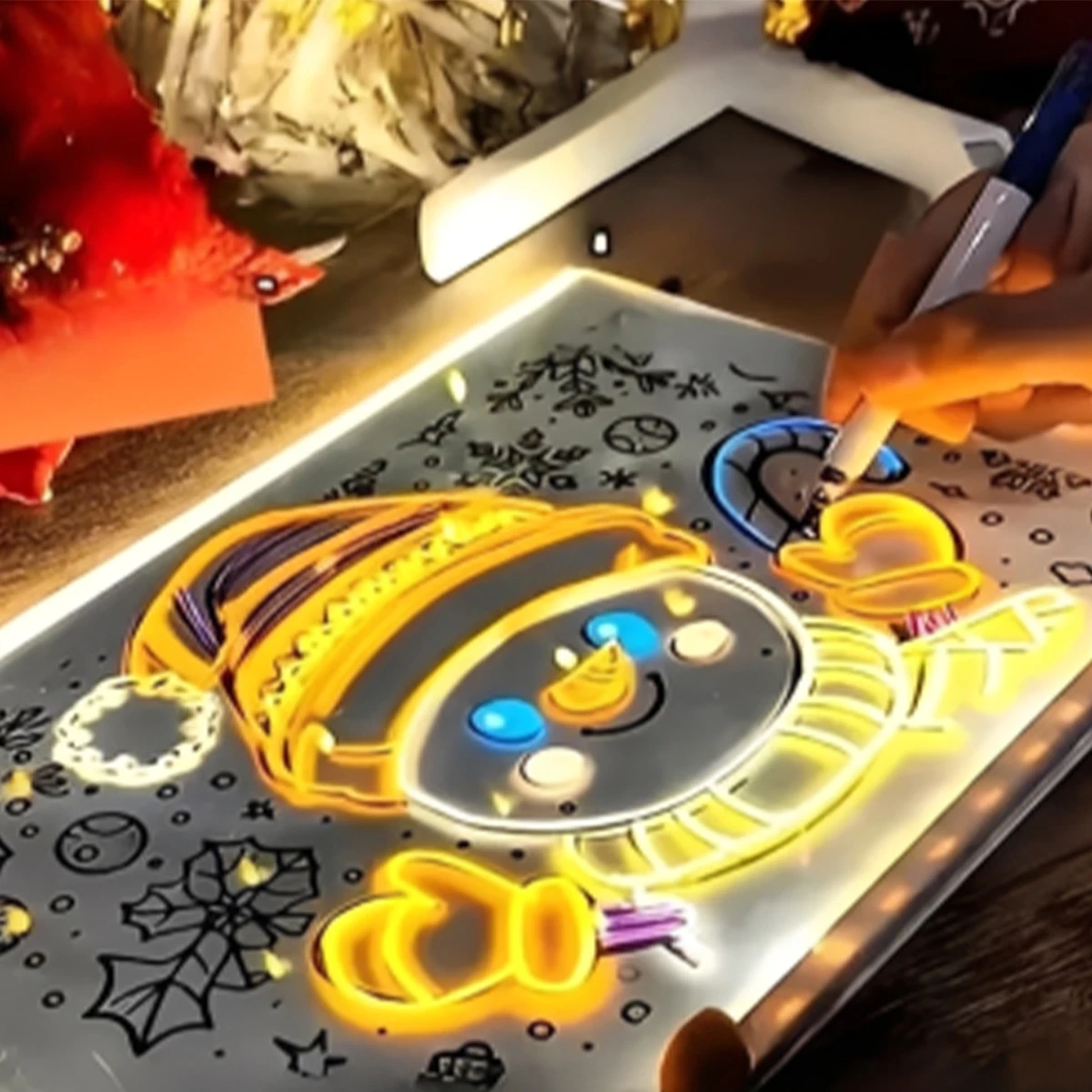 1set USB Powered DIY Blank Luminous Drawing Board, Reusable Message Board,For Family,New Year,Christmas,Shop-Perfect DIY Gift