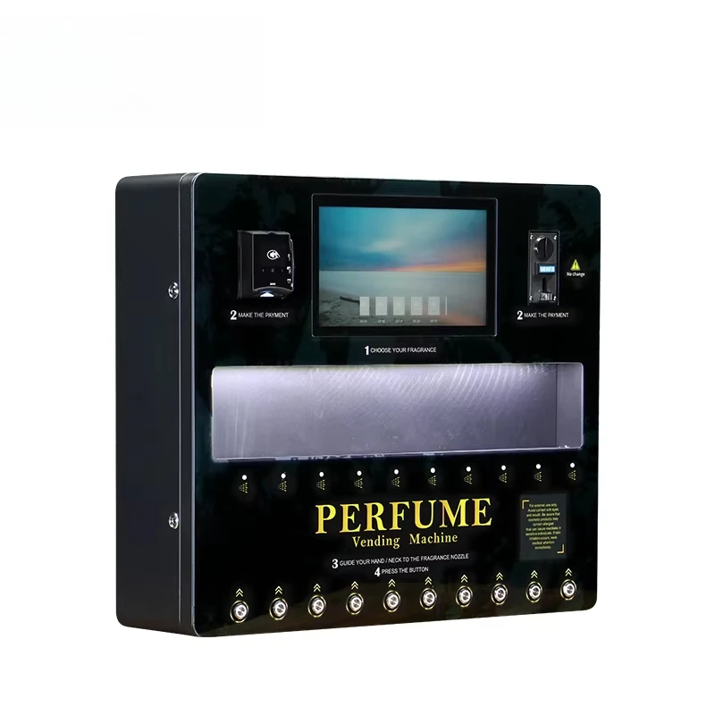 Smart 10 Spray Nozzle Perfume Dispenser Vending Machine Customized Automatic Card Reader Cash Coin Acceptor Reliable Performance