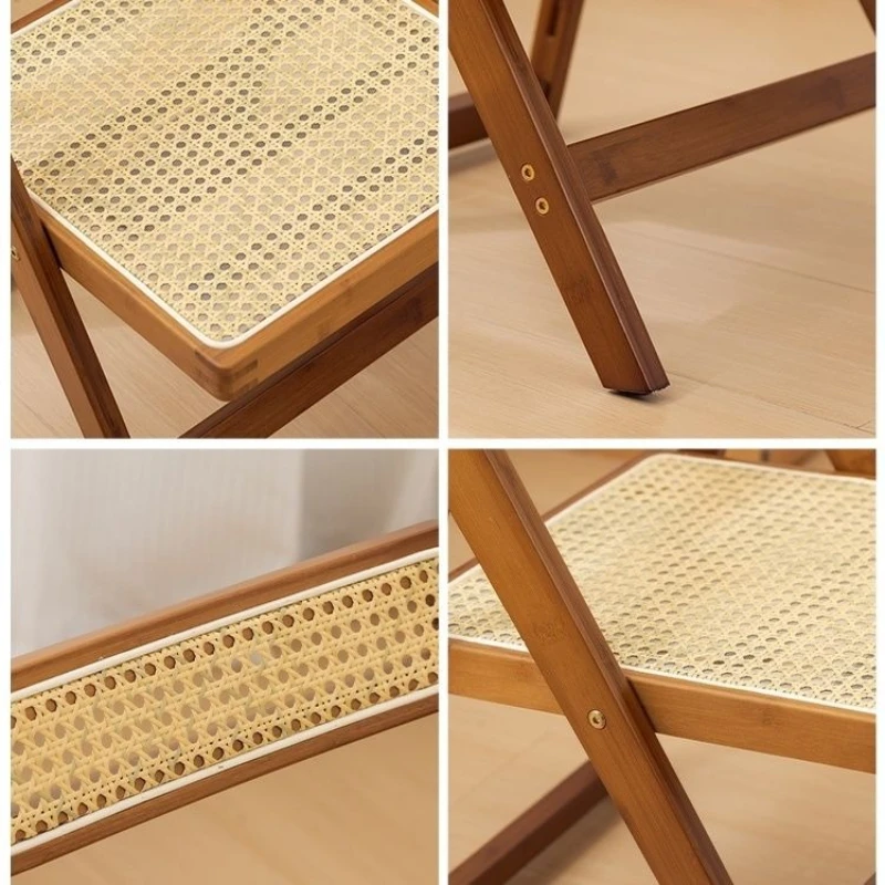 `Rattan Woven Folding Chair Breathable No‑Installation Leisure Seat for Balcony Hiking Sports Camping Home Furnishings`