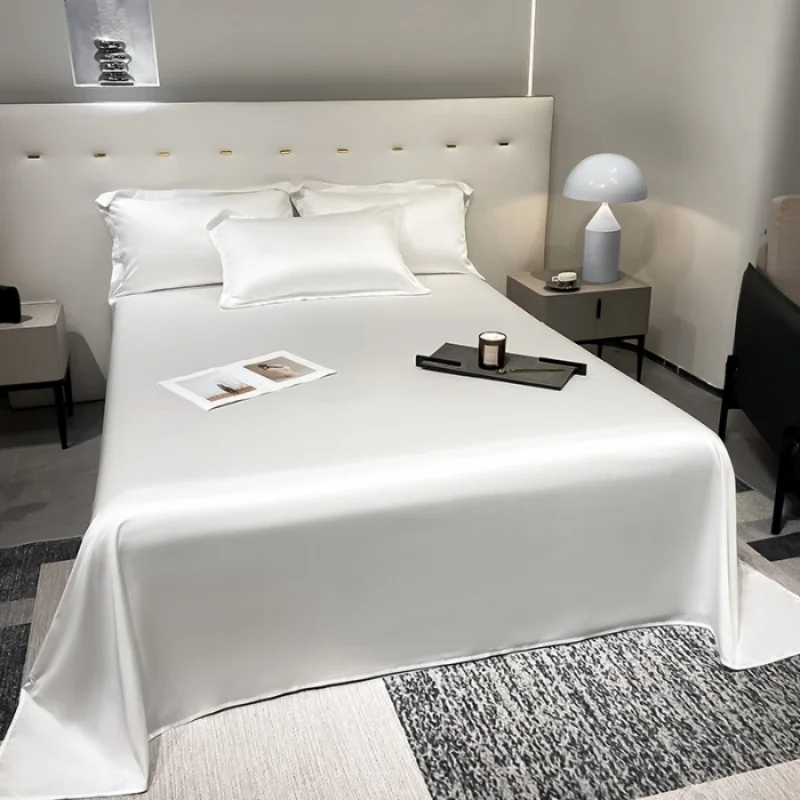 

1 шт. охлаждающая верхняя простыня, простая белая плоская простыня, домашнее постельное белье из эвкалиптового волокна, двойной наматрасник US King Big 274*259 см