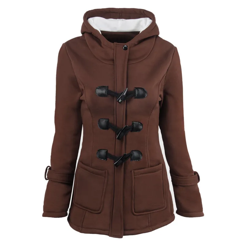 Imagem -03 - Trench Coat Longo com Capuz Feminino com Zíper Tops Femininos Jaquetas Femininas Outwear com Botão de Chifre Tamanho Grande 4xl 5xl Roupas de Inverno 2023