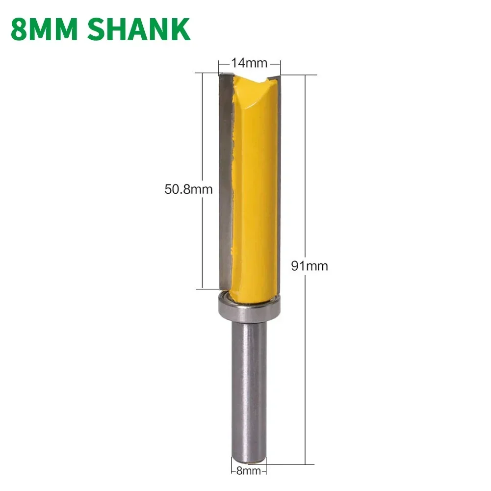 1PC 8MM Shank Milling Cutter Wood Carving Template Trim Hinge Mortising Router Bit Straight End Mill Cleaning Flush Trim Tenon