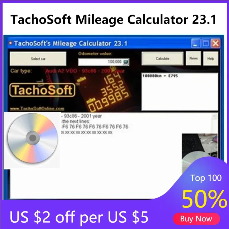 Diagnostic Software TachoSoft Mileage Calculator 23.1 Auto Repair Diagnostic Pour Voiture Inspection Tools Code Reader Program
