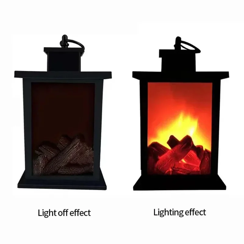 

LED Simulation Flame Wood Charcoal Light Indoor Outdoor Wall-mounted Fireplace Lamp Retro Nightlight Ornaments Home Decor
