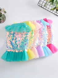 女の子のためのきらびやかな人魚のドレス,5色あり,伸縮性のあるウエスト,スパンコール,誕生日のための完璧なドレス,女の子のためのスカート