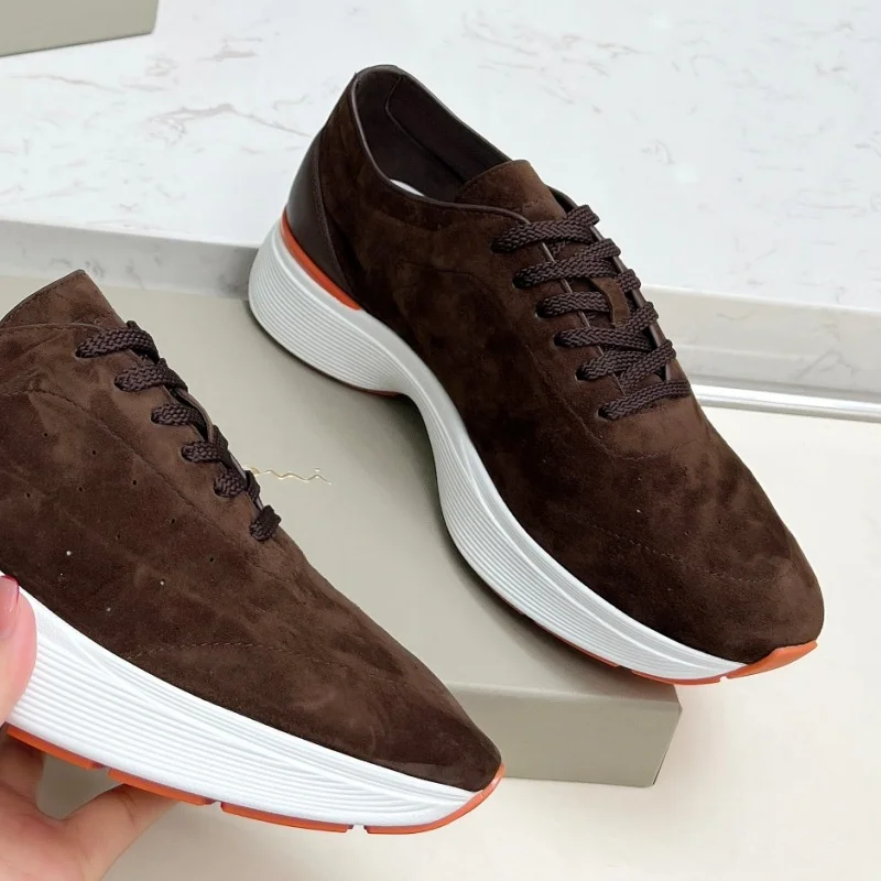 Men's Casual Sports Shoes Spring Summer New Leather Soft Delicate Cashmere Fabric Comfortable High-Quality