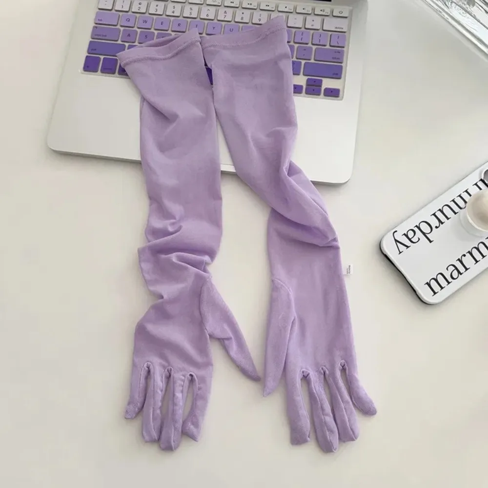 

New Sexy Lace Long Gloves 55CM Summer Sun Protection Ice Silk Sleeve Fun Flirt Thin Arm Sleeve Mitten Women