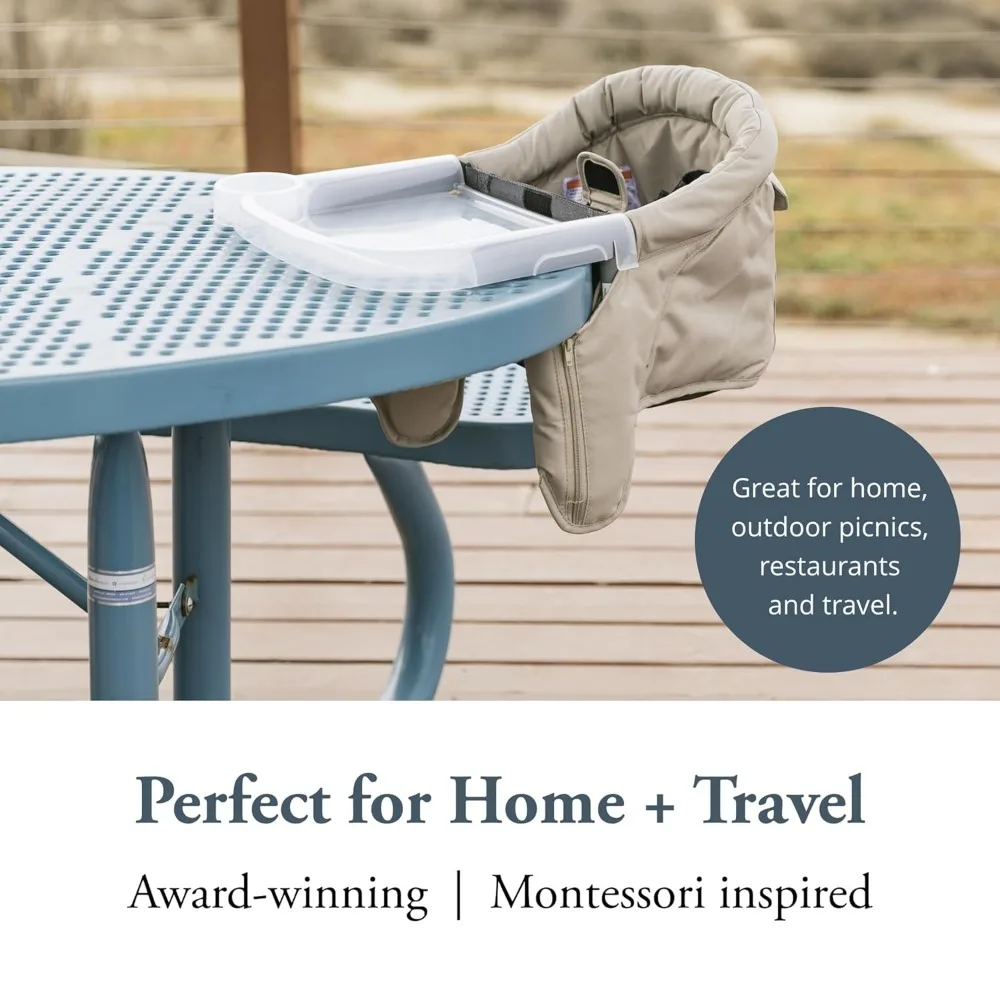 كرسي مرتفع للأطفال محمول للأطفال الصغار يصل إلى 37 رطلًا - تصميم قابل للطي يناسب الطاولات 0.8 بوصة - 3.5 بوصة - حقيبة سفر متضمنة #6