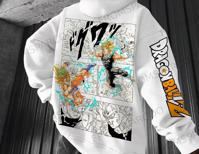 

2025 New Japanese Retro Animation Dragon Ball Sweater Printed Casual Loose T-shirt Trendy Outer Wear