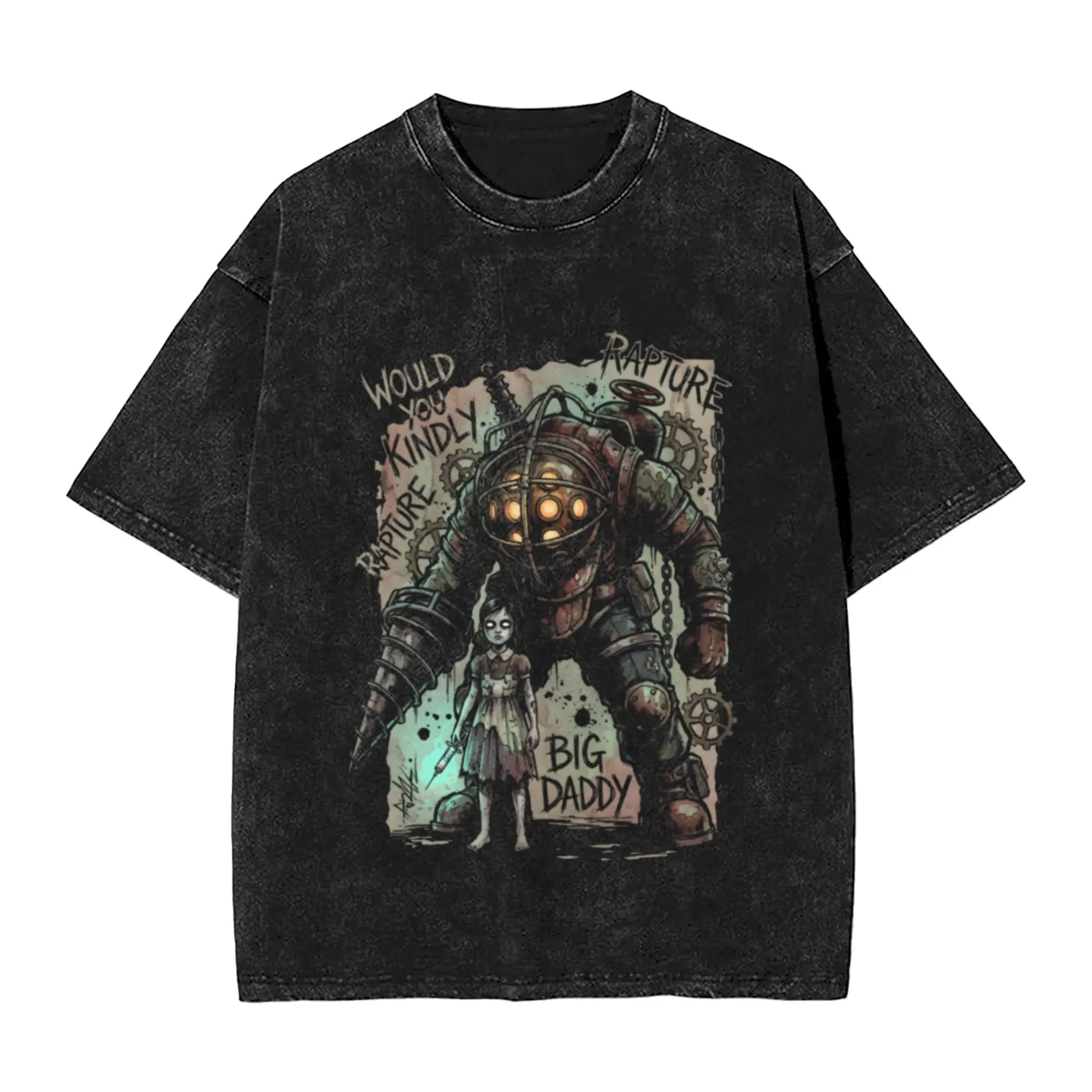 Big Daddy And Little Sister BioShock Grunge Video Game Streetwear Tee Classic Trendy A Vintage Oversized Cotton Unisex T-Shirts