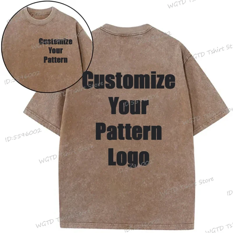 

Винтажная хлопковая футболка с логотипом по индивидуальному заказу, футболка высокого качества для женщин и мужчин, модная уличная футболка «сделай сам», топы