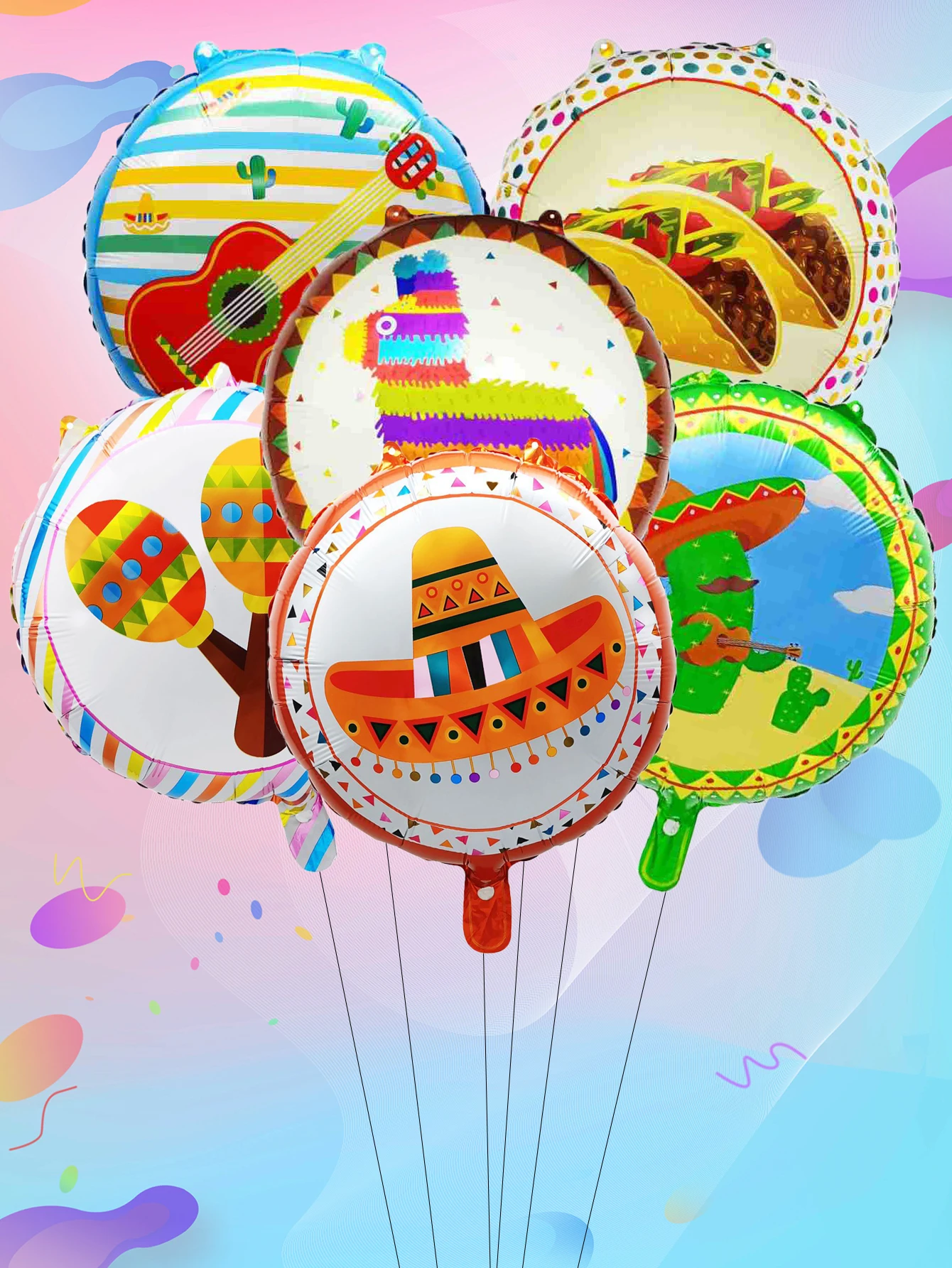 6 sztuk 18-calowych okrągłych balonów z helem Cinco de Mayo Viva Mexico Fiestas Balony tematyczne Cinco de Mayo Dekoracje imprezowe