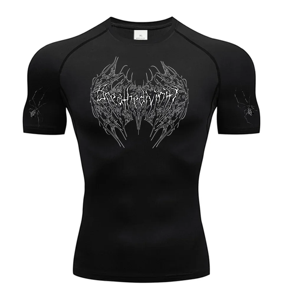 Neues trendiges Y2K-Druck-Kompressionsshirt für Herren, Lauf-T-Shirt, Fitnessstudio, Sport, schnell trocknendes Shirt, Outdoor, Radfahren, Joggen, Training