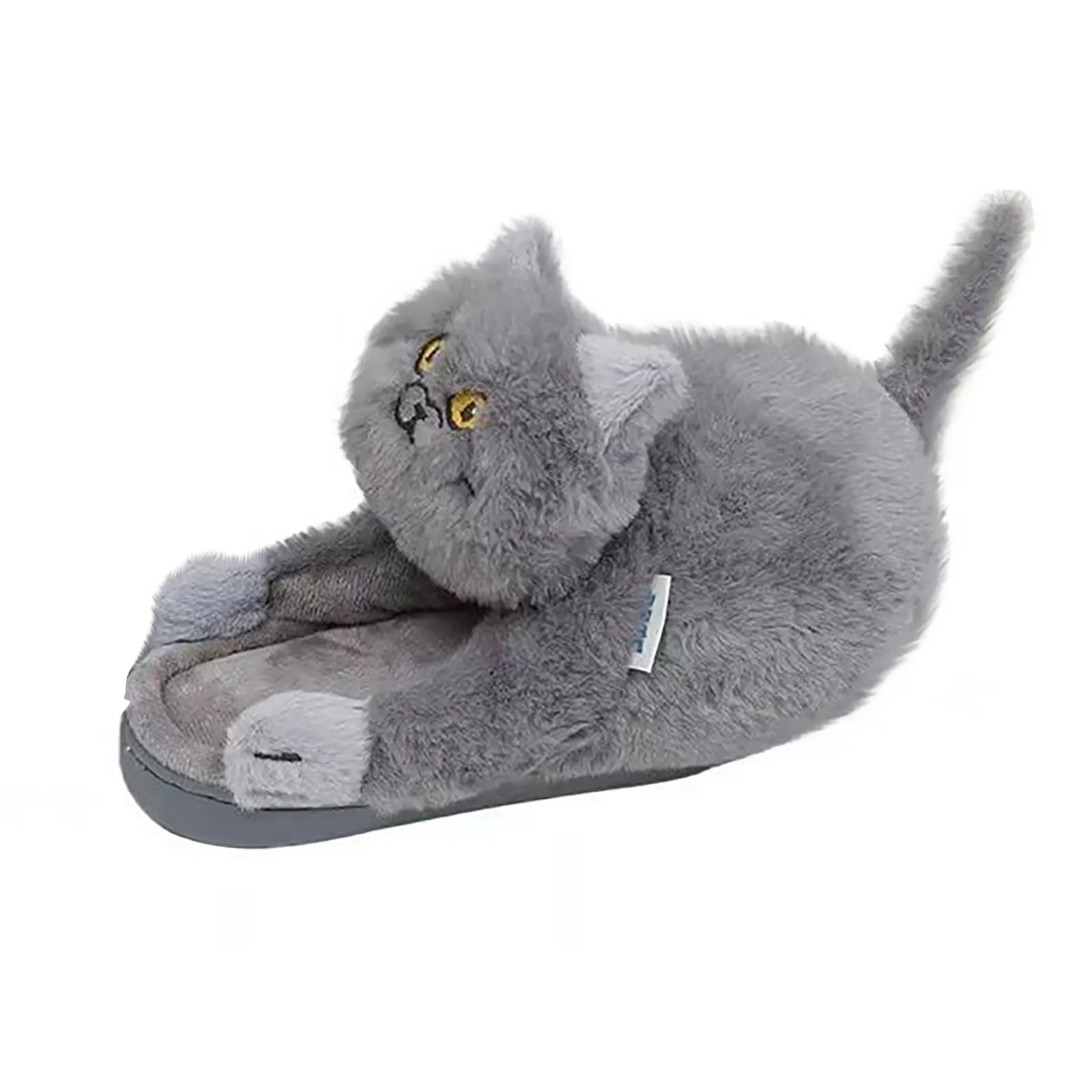 Funny Cute Cat Cotton Slippers Women\'s 2023 Winter Warm Home Non Slip Warm Plush Soft Sole Shoes Animal Slipper Household Shoes