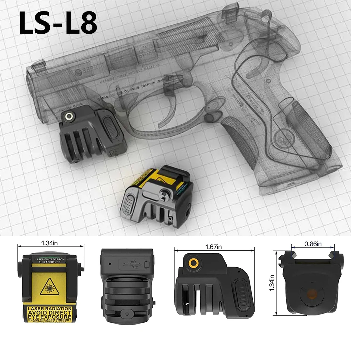

LS-L8 Green/Red Dot Laser Beam Sight Rechargeable Aiming Laser Pointer Shooting Sights For Compact Pistol Hunting Accessories