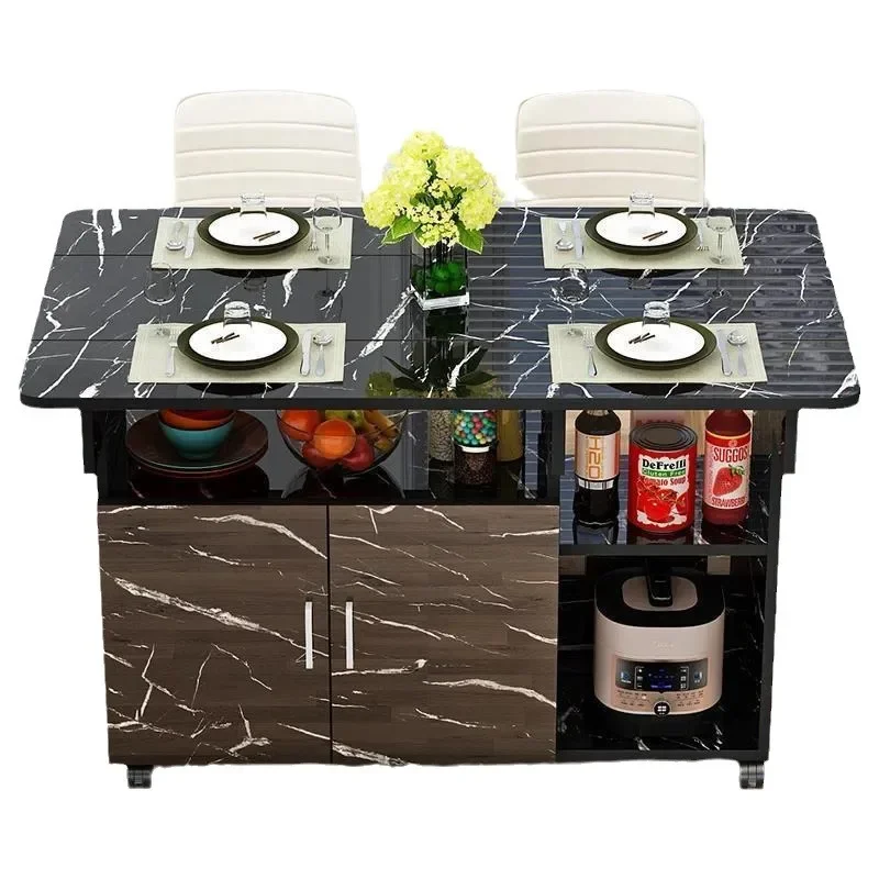 Folding table dining table small household type simple 4 person dining table movable rectangular multi-functional sideboard
