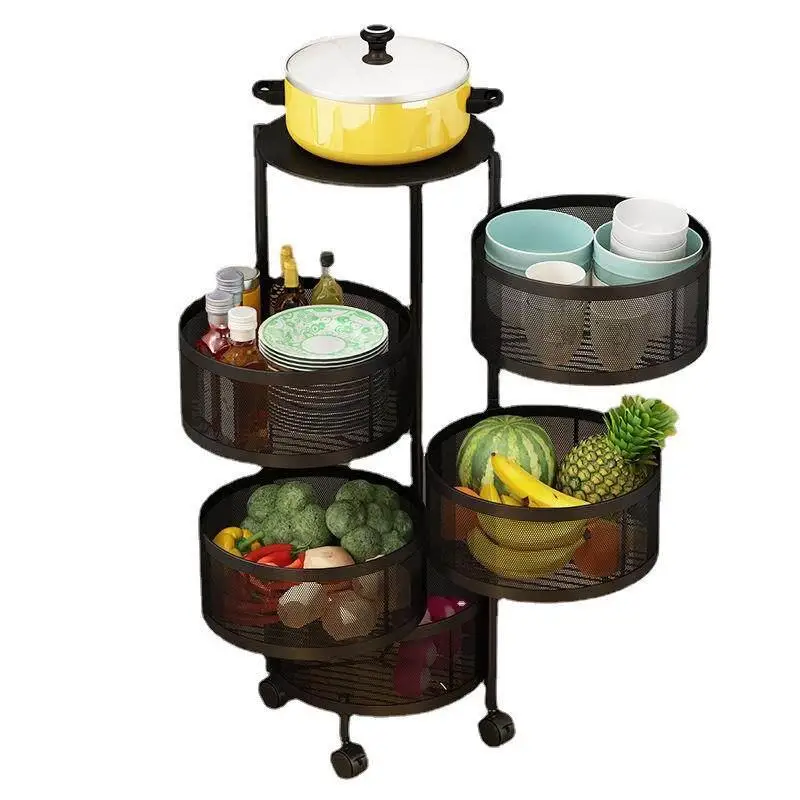 Suporte Rotativo Multicamadas para Cozinha, Prateleira de Armazenamento Móvel Multifuncional para Banheiro, Sem Instalação, M...