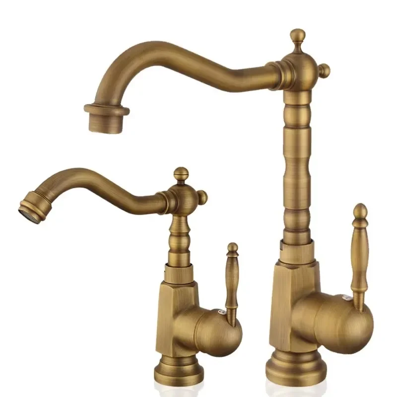 Luxury Style Basin Faucet Chrome Hot and Cold Mixers Antique Wash Basin Faucet Taps The Basin 360 Rotating Kitchen Faucet