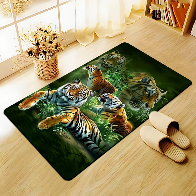 Tiger print pattern large area carpet soft  home decoration living room bedroom bathroom anti-skid mat bohemian floor 