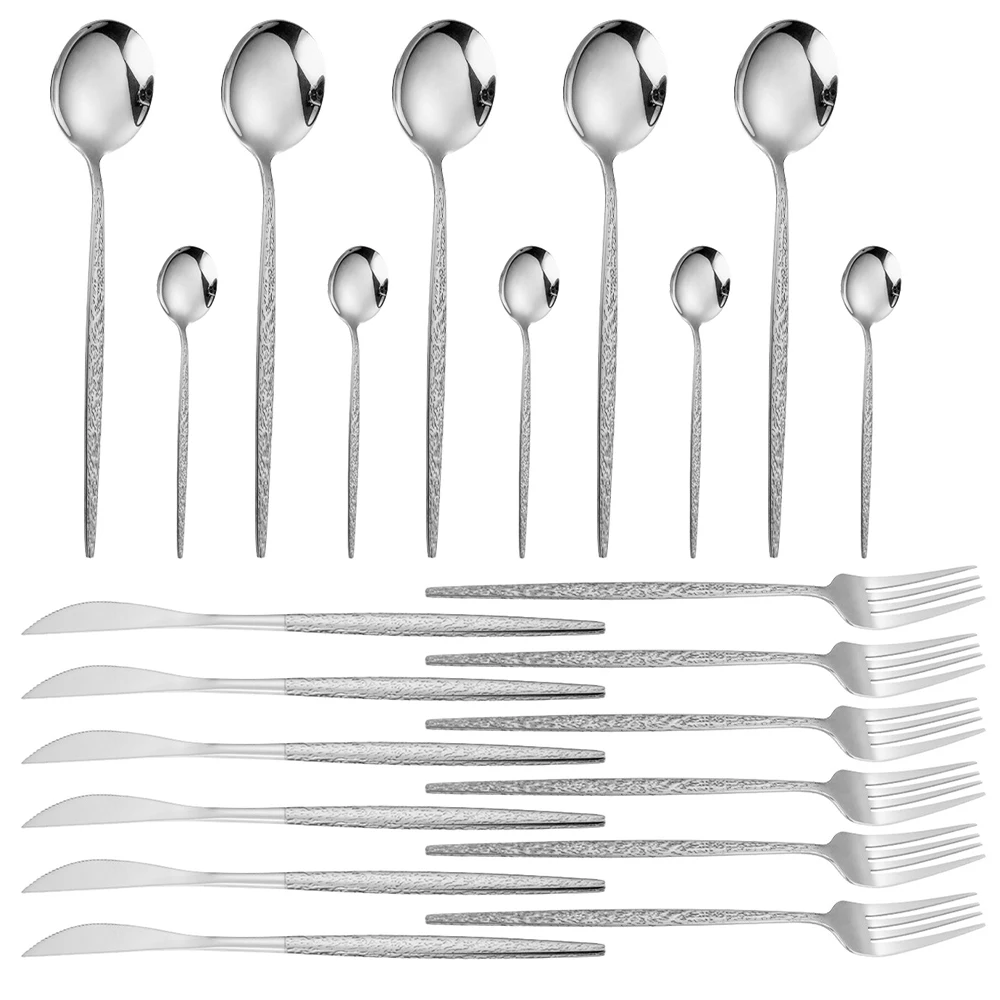 24 PCS Silverware Set for 4 Stainless Steel Flatware Set Tableware Set for Home Kitchen and Restaurant Party Dishwasher Safe