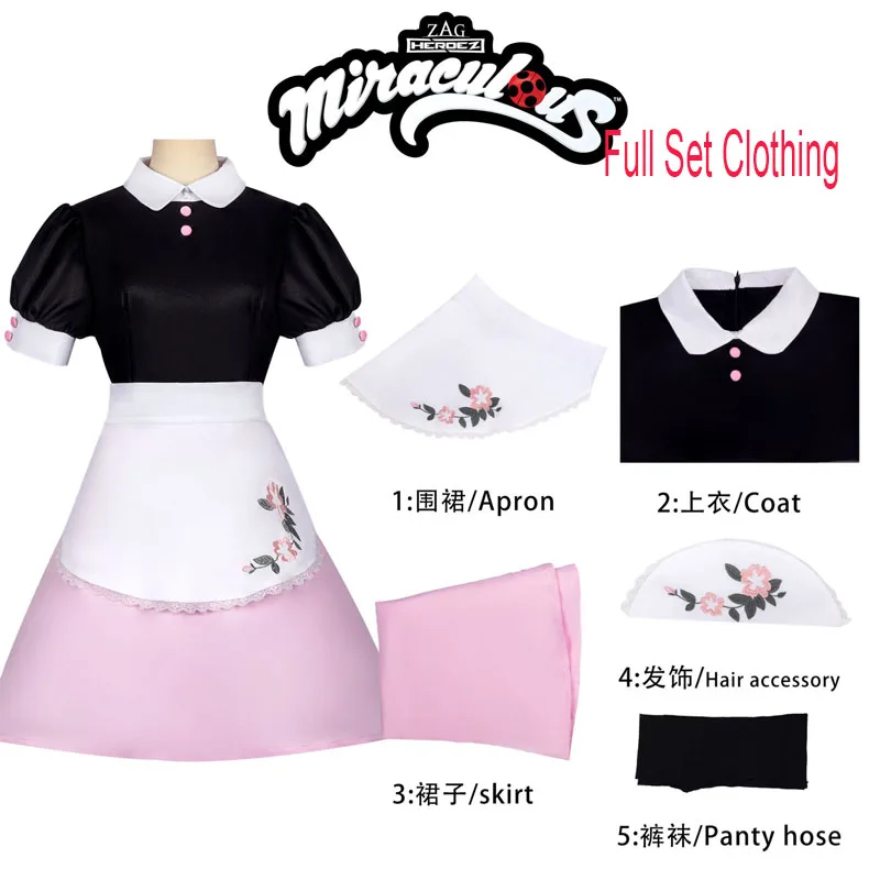 أزياء دونكين تشنغ التأثيرية معجزة S6 مارينيت كلاومي فتاة شعر مستعار فستان الخادمة بدلة النساء حفلة الهالوين أنيمي الحدث لعب الأدوار