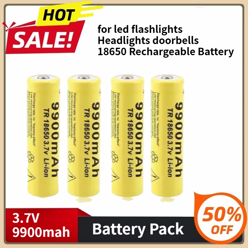 

for led flashlights Headlights doorbells 18650 Rechargeable Battery 9900mah Button Top 3.7 Volt Rechargeable Battery 2-10Pcs