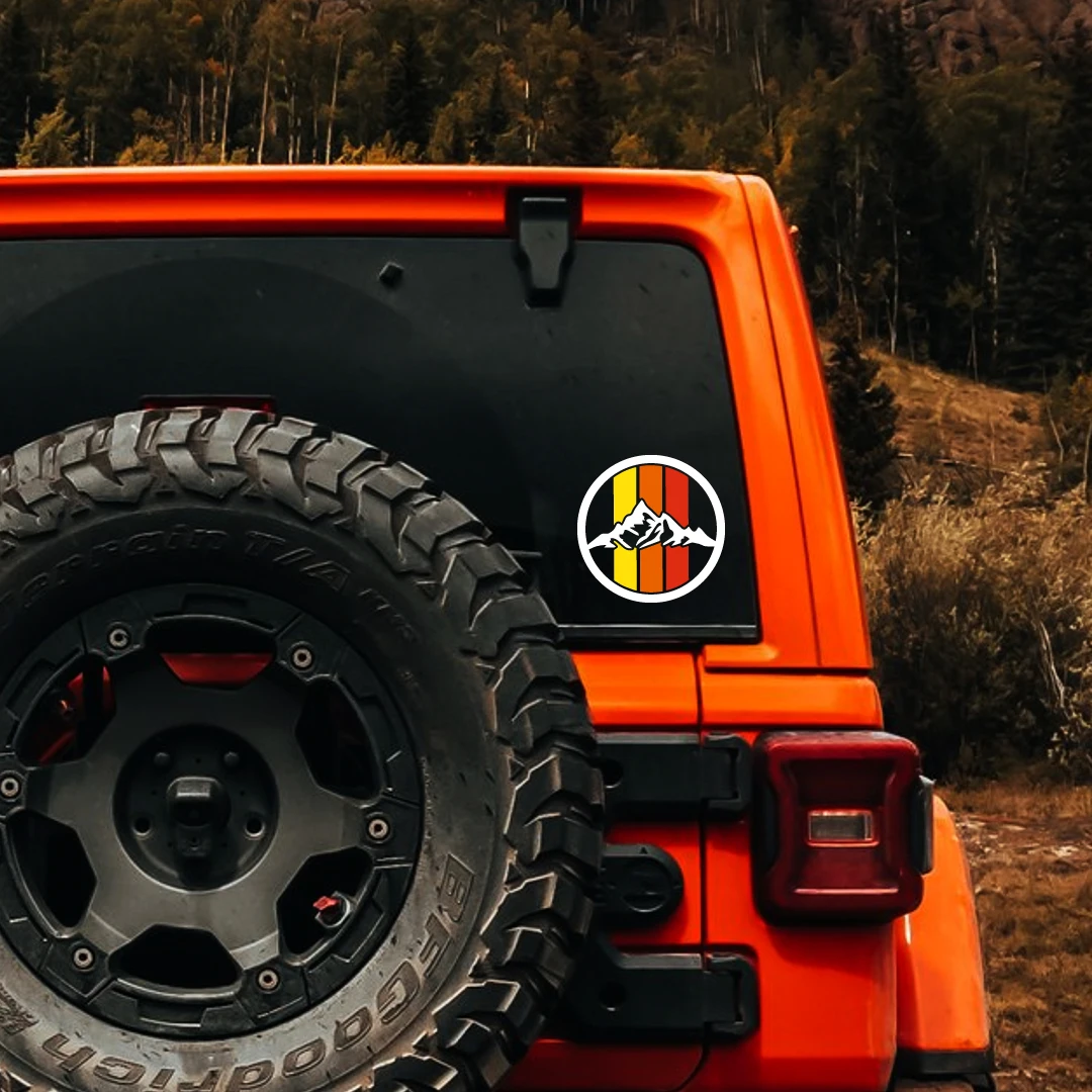 Trio Color Retro Racing Rainbow Waterproof Vinyl Stickers Mountain Life Off Road Decals for 4Runner Tacoma Tundra DIY Decor