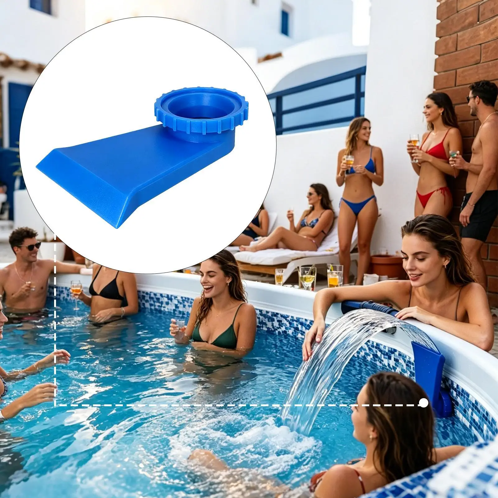 Pool Water Curtain Outlet Accessory Waterfall Sprinkler With 8.1cm Thread Interface For Garden Patio Swimming Pool Decoration