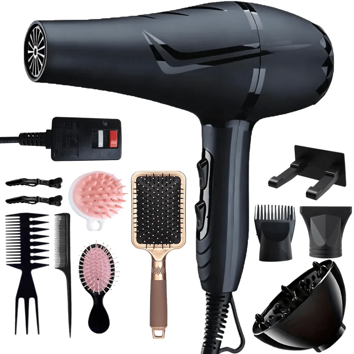 All-In-One High-End Home Professional Hair Dryer. A Hair Dryer Set With Various Accessories Such As A Comb, Hair Clip, And Nozzle. Suitable For Family Or Travel Use- Hair Care Festive&Festival Gift For Loved Ones