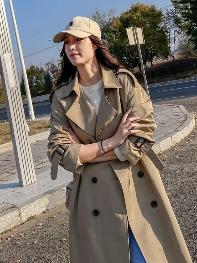 Windbreaker Jacket for Women Medium To Long Short Autumn Fashion Temperament Autumn Coat