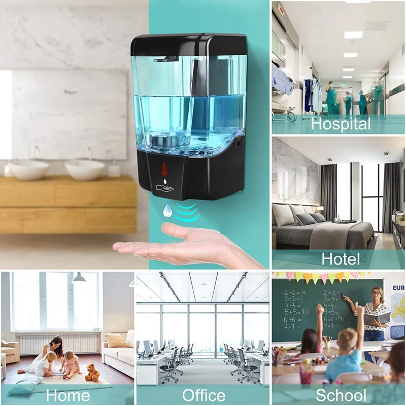 뜨거운 자동 비누 디스펜서, 비접촉식 적외선 모션 센서, 700Ml 벽 마운트, 욕실 주방 호텔용 핸즈프리