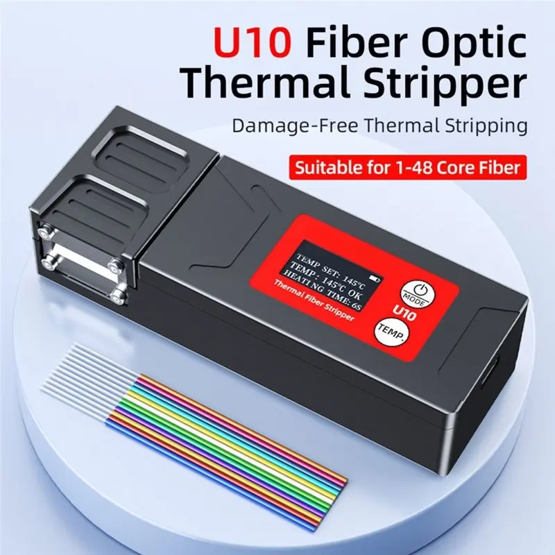 Reliable-Fiber Optical Wire Stripping Slitter Tool U10 Heated Fiber Thermal Stripper Pliers LED Display+ Wiping Clip Kit,Fiber O